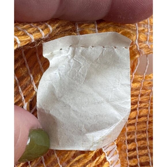 Vintage 70s curtain, orange white open weave, large stripes, per panel - Picture 7 of 10